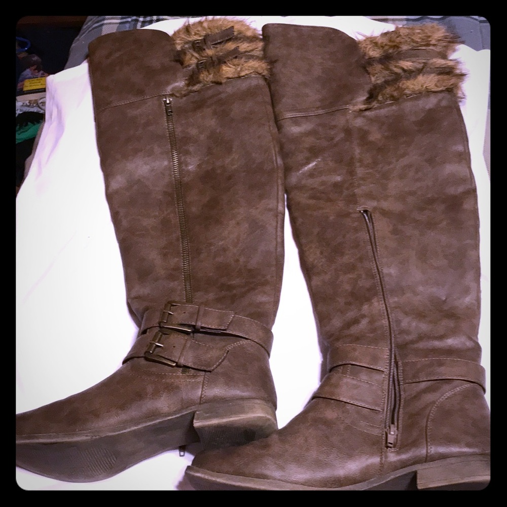 Brown over knee boots